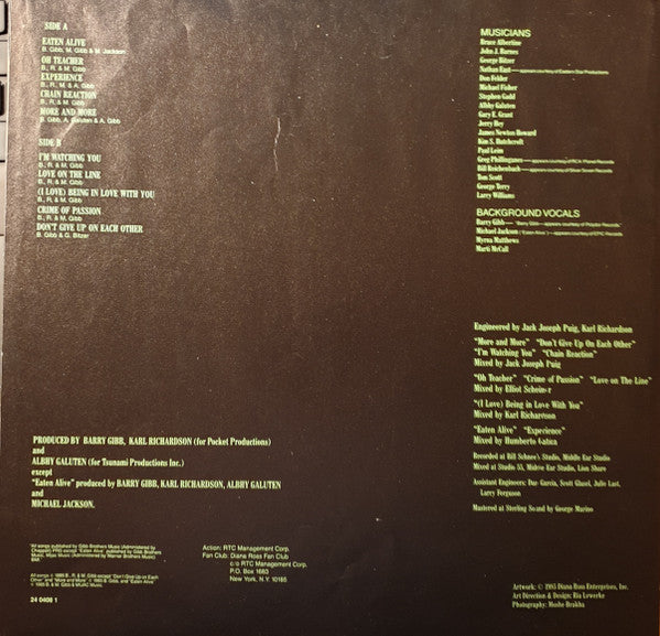 Diana Ross : Eaten Alive (LP,Album,Stereo)