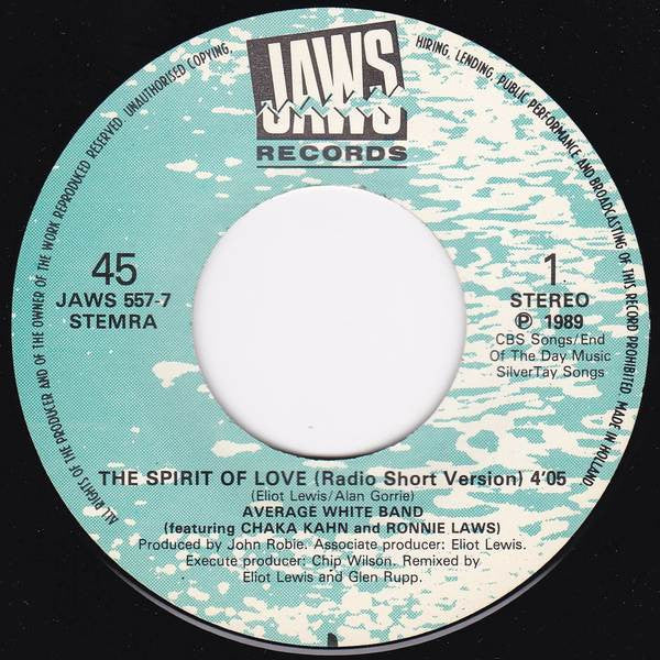 Average White Band Featuring Chaka Khan And Ronnie Laws : The Spirit Of Love (7", Single)