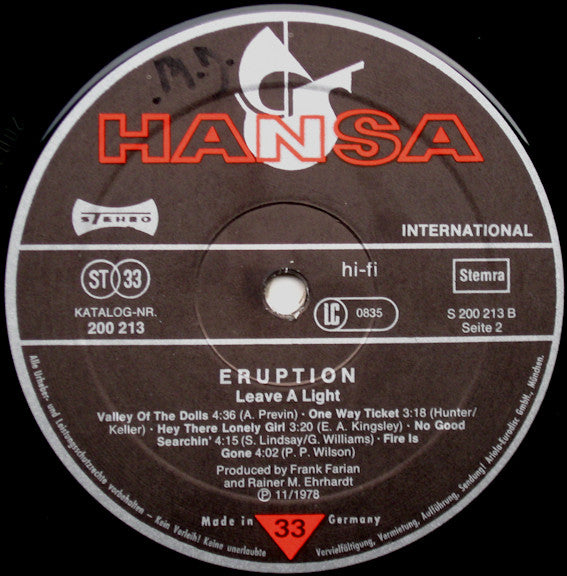 Eruption (4) : One Way Ticket (LP,Album)
