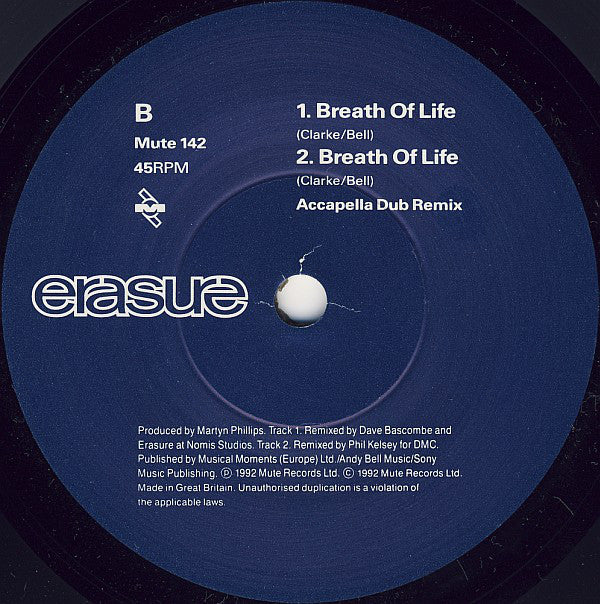 Erasure : Breath Of Life (7",45 RPM,Single)