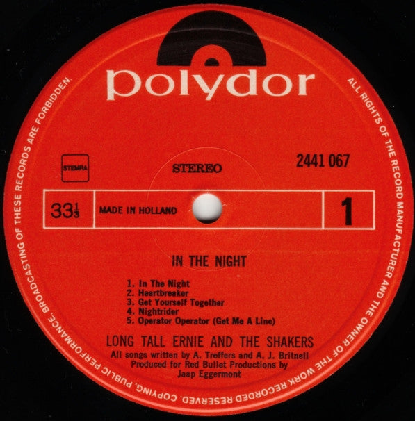Long Tall Ernie And The Shakers : In The Night (LP,Album,Stereo)
