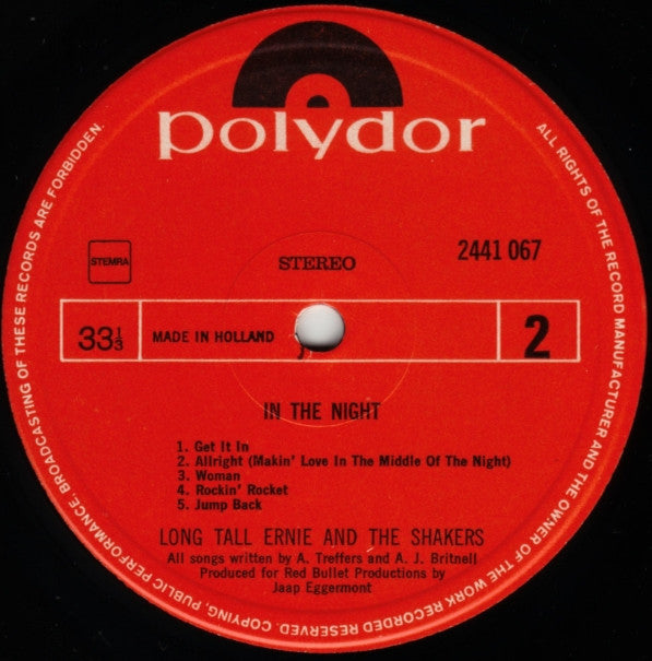 Long Tall Ernie And The Shakers : In The Night (LP,Album,Stereo)