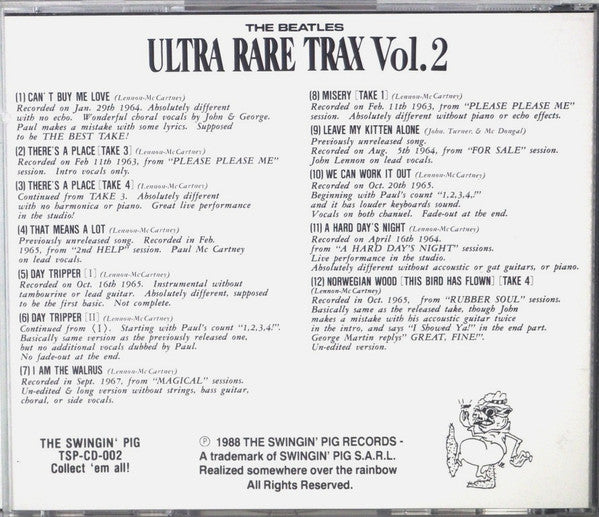 Beatles, The : Ultra Rare Trax Vol.2 (Compilation,Unofficial Release,Stereo,Mono)
