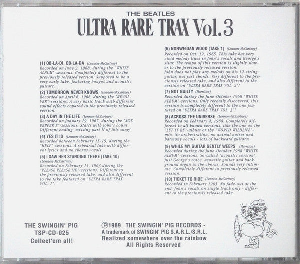 Beatles, The : Ultra Rare Trax Vol.3 (Compilation,Unofficial Release,Stereo,Mono)