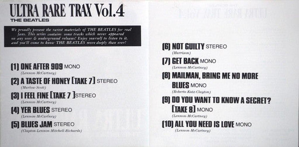 Beatles, The : Ultra Rare Trax Vol.4 (Compilation,Unofficial Release,Stereo,Mono)