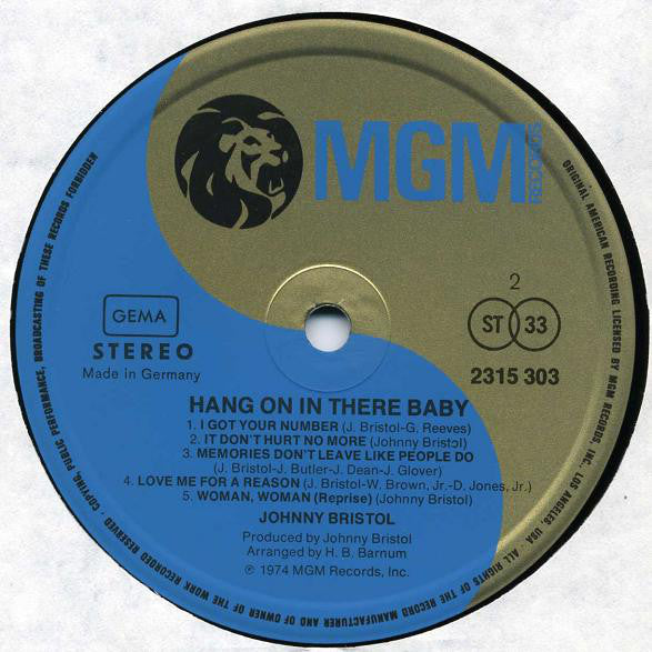 Johnny Bristol : Hang On In There Baby (LP, Album)