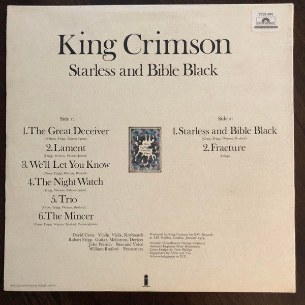 King Crimson : Starless And Bible Black (LP,Album,Reissue)