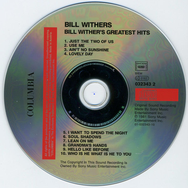 Bill Withers : Bill Withers' Greatest Hits (Compilation,Reissue)