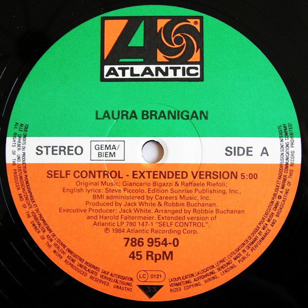 Laura Branigan : Self Control (Extended Version) (12",45 RPM,Maxi-Single,Stereo)