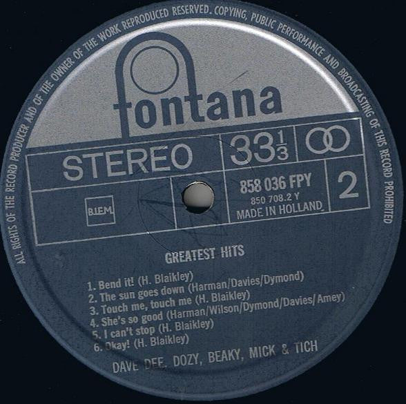 Dave Dee, Dozy, Beaky, Mick & Tich : Greatest Hits (LP,Compilation,Stereo)