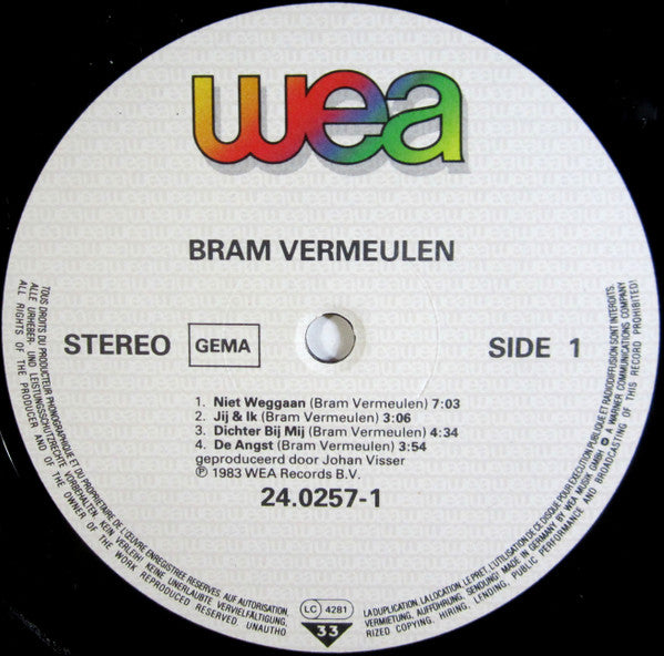 Bram Vermeulen : Bram Vermeulen (LP,Album)