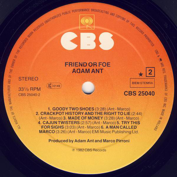 Adam Ant : Friend Or Foe (LP,Album)