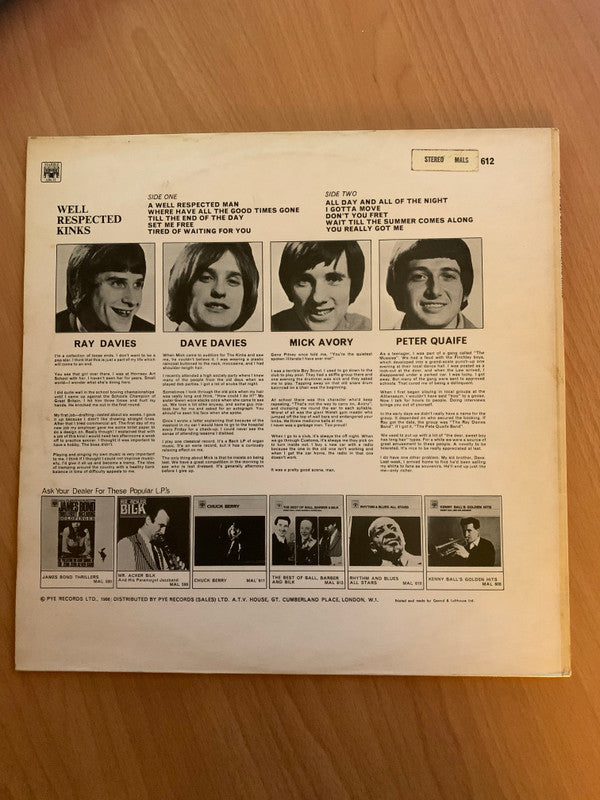Kinks, The : Well Respected Kinks (LP,Compilation,Stereo)