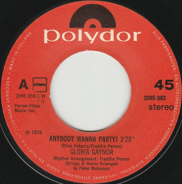 Gloria Gaynor : Stoplight / Anybody Wanna Party? (7",45 RPM,Single,Stereo)