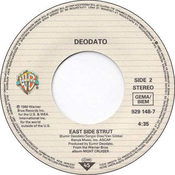 Eumir Deodato : S.O.S. Fire In The Sky (7",Single,45 RPM)