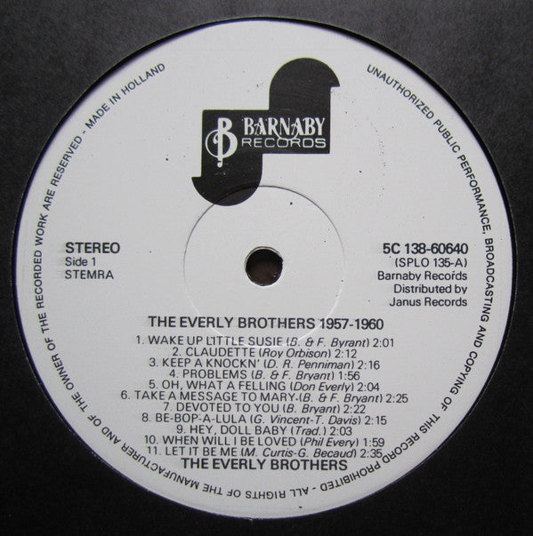 Everly Brothers : The Everly Brothers Onvergetelijke Hits (LP,Compilation,Stereo)