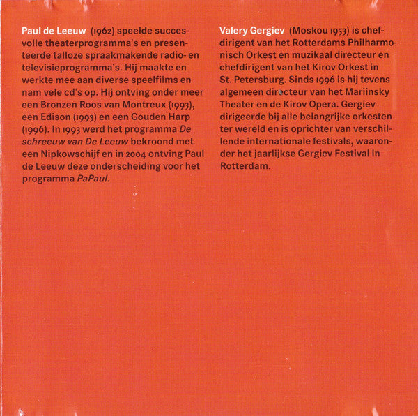 Sergei Prokofiev Verteld Door Paul de Leeuw Muziek Uitgevoerd Door Het Rotterdams Philharmonisch Orkest O.L.V. Valery Gergiev : Peter En De Wolf (Album,Reissue,Stereo)