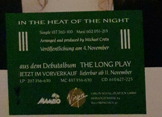 Sandra : In The Heat Of The Night (12",45 RPM,Maxi-Single,Stereo)