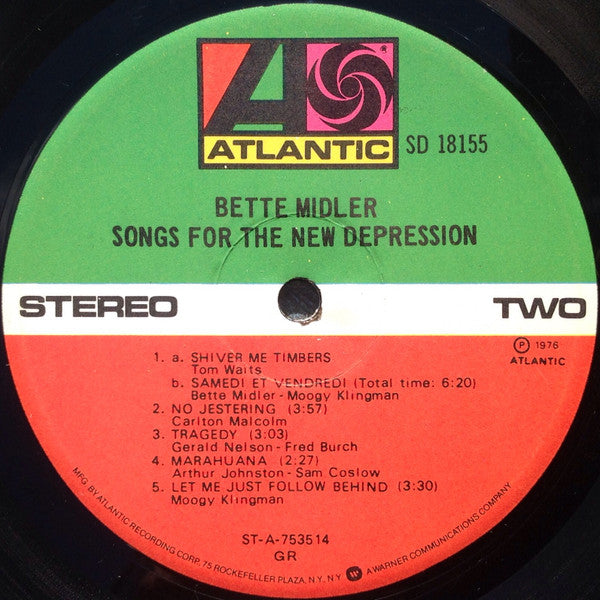 Bette Midler : Songs For The New Depression (LP,Album,Stereo)