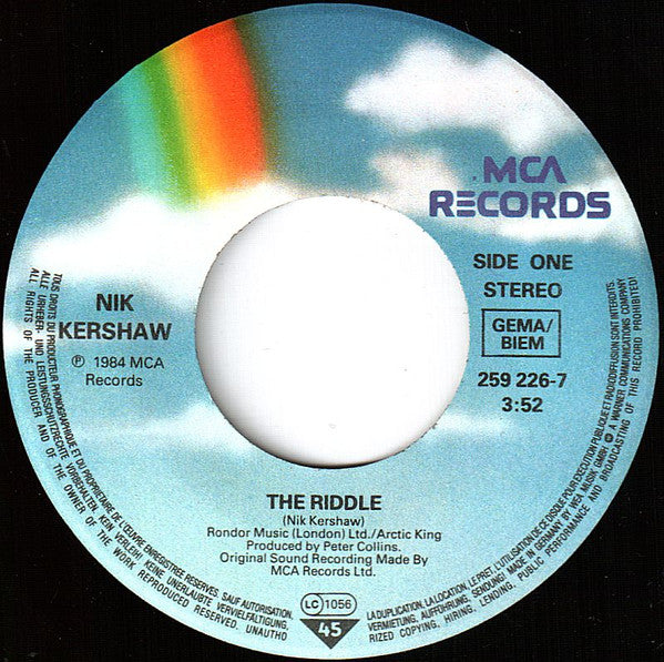 Nik Kershaw : The Riddle (7",45 RPM,Single,Stereo)