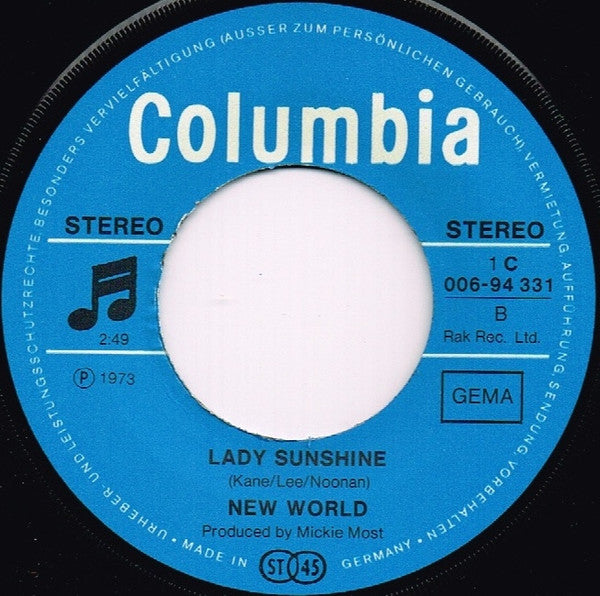 New World (3) : Rooftop Singing (7",45 RPM,Single,Stereo)