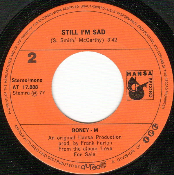 Boney M. : Ma Baker (7",45 RPM,Single,Stereo)