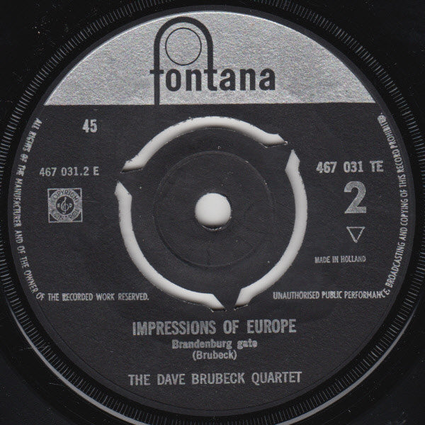 The Dave Brubeck Quartet : Impressions Of Europe (7", EP)