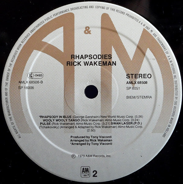 Rick Wakeman : Rhapsodies (2xLP, Album, Gat)