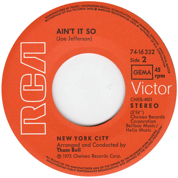 New York City : I'm Doin' Fine Now / Ain't It So (7",Single,45 RPM)