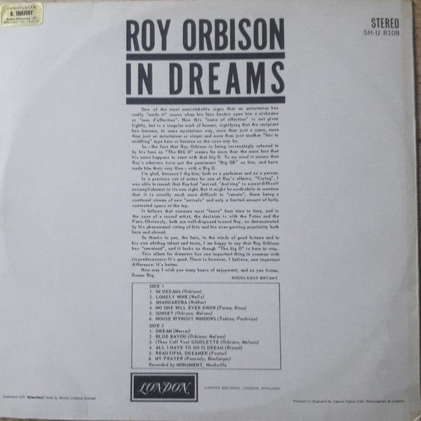 Roy Orbison : In Dreams (LP, Album)