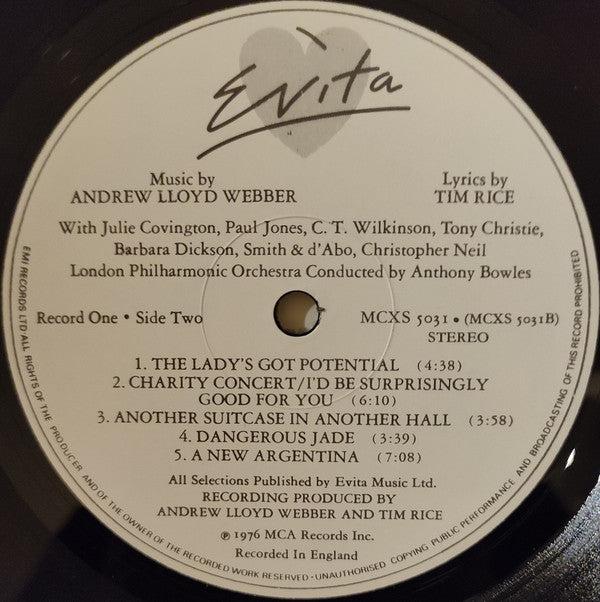 Andrew Lloyd Webber And Tim Rice : Evita (LP,Album)