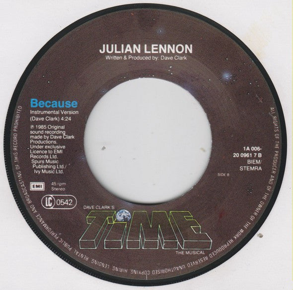 Julian Lennon : Because (7",Single,45 RPM)