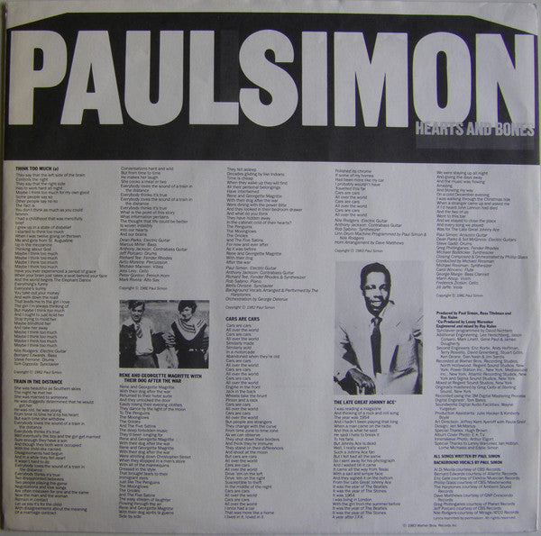Paul Simon : Hearts And Bones (LP,Album,Stereo)