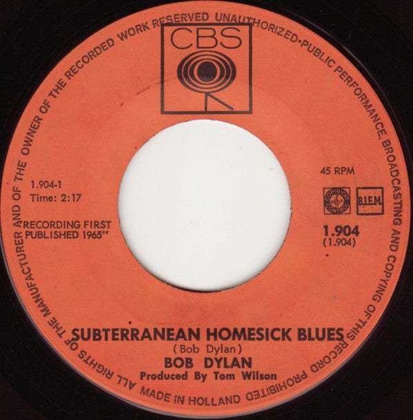 Bob Dylan : Subterranean Homesick Blues / The Times They Are A-Changin' (7",45 RPM,Single)
