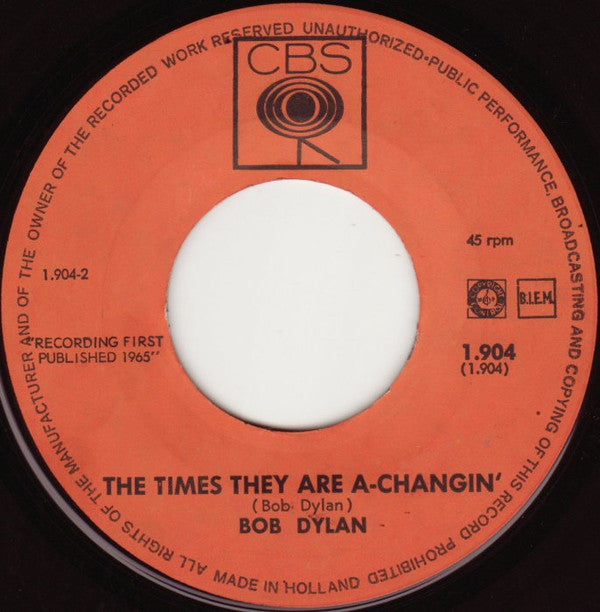 Bob Dylan : Subterranean Homesick Blues / The Times They Are A-Changin' (7",45 RPM,Single)