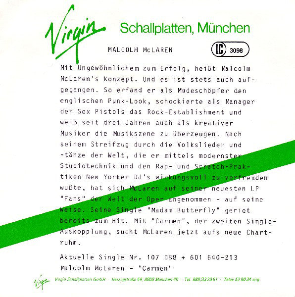Malcolm McLaren : Carmen (7",45 RPM)