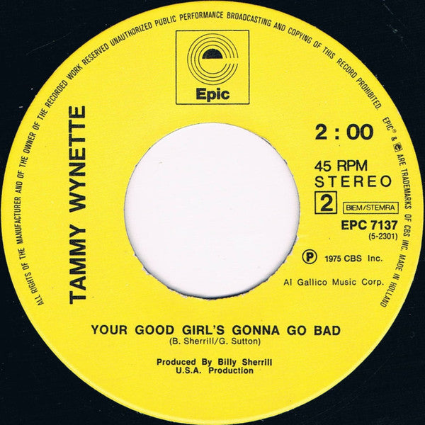 Tammy Wynette : Stand By Your Man (7",Single,45 RPM)