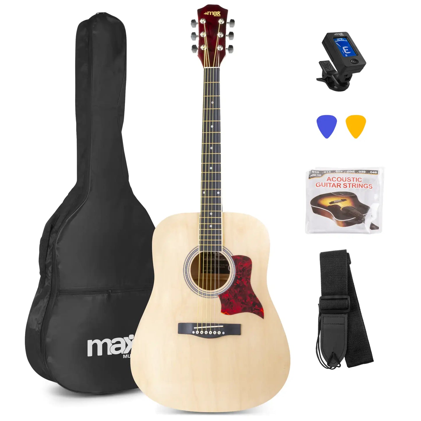 MAX SoloJam Western akoestische gitaar starterset - blank