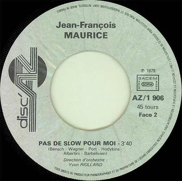 Jean-François Maurice : 28º À L'ombre (7",45 RPM)