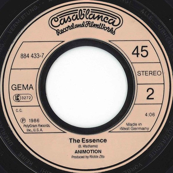 Animotion : I Engineer (7",45 RPM,Single,Stereo)