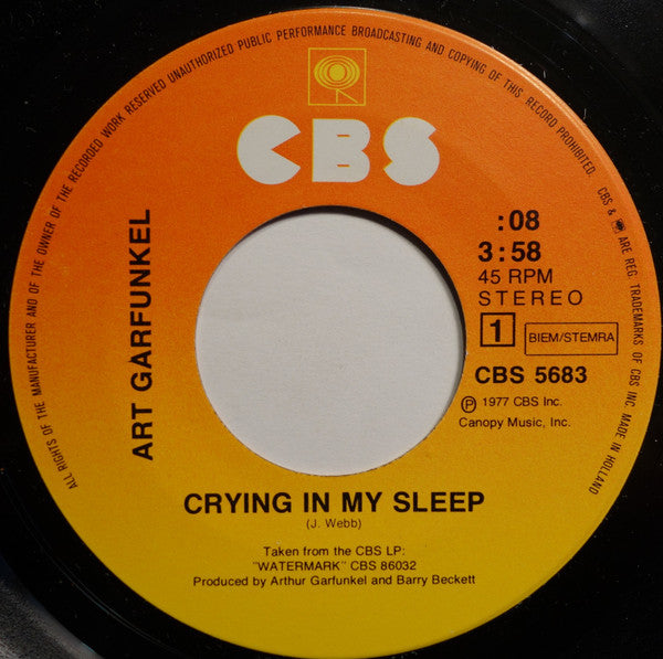 Art Garfunkel : Crying In My Sleep (7", Single)