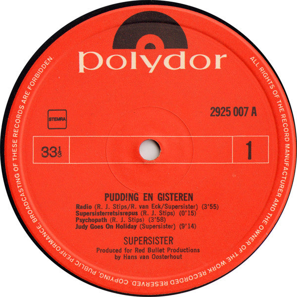 Supersister (2) : Pudding En Gisteren (LP,Album,Stereo)