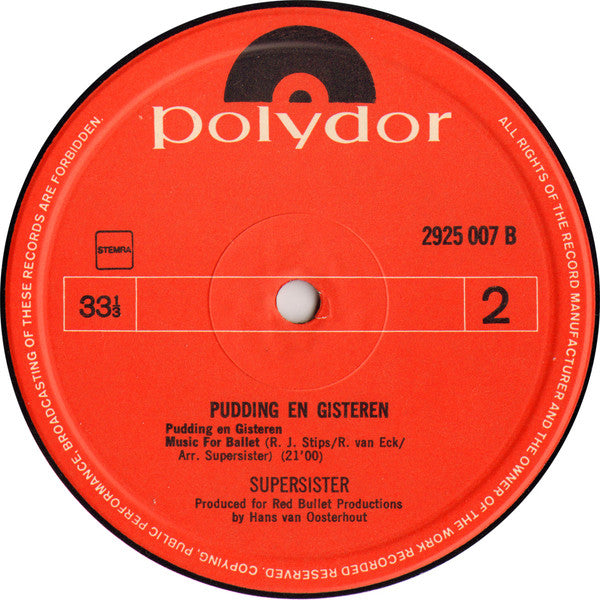 Supersister (2) : Pudding En Gisteren (LP,Album,Stereo)