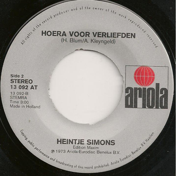 Heintje : Ik Denk Aan Jou (7",Single,45 RPM)