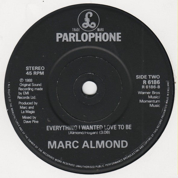 Marc Almond : Tears Run Rings (7",45 RPM,Single,Stereo)