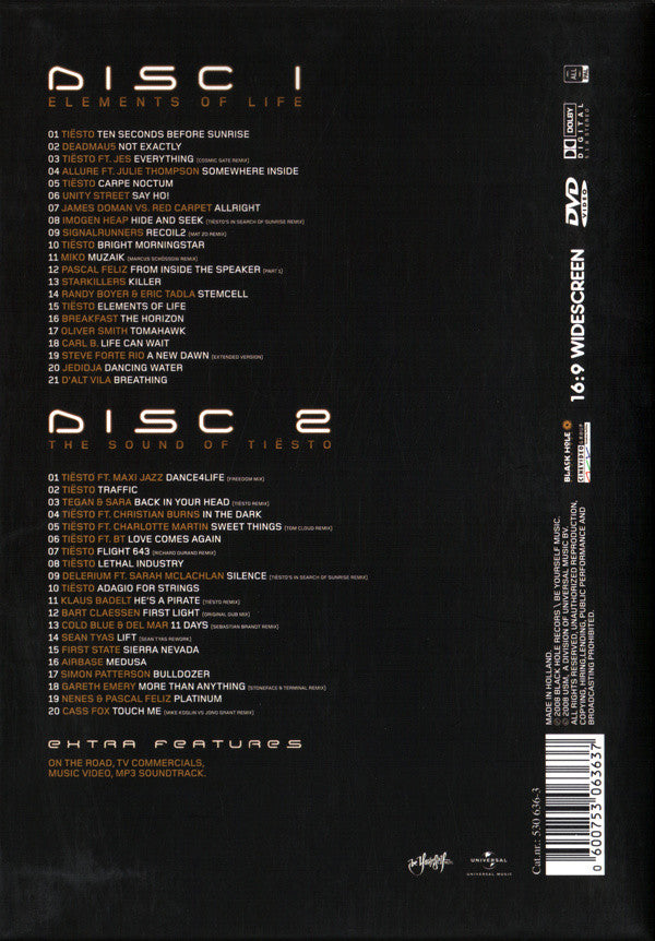 DJ Tiësto : Copenhagen (Elements Of Life World Tour 2007-2008) (Compilation,Partially Mixed)