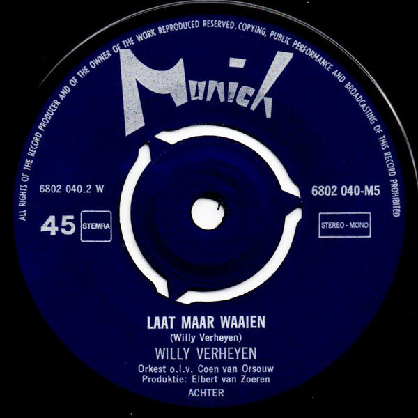 Willy Verheyen : Daar Op Het Rembrandtsplein (7",45 RPM,Single)