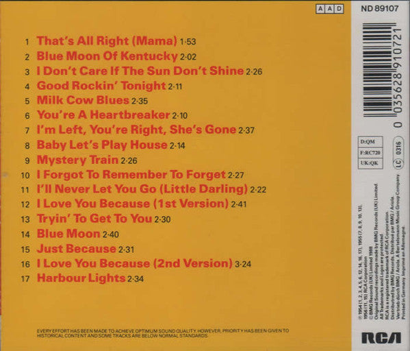 Elvis Presley : The Sun Collection (Compilation,Reissue,Mono)