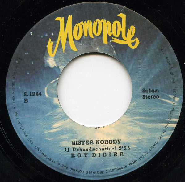 Roy Didier : Zoals Een Jojo / Mister Nobody (7",45 RPM,Single,Stereo)