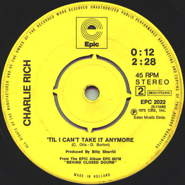 Charlie Rich : The Most Beautiful Girl (7",45 RPM,Single)